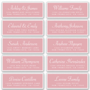 Chic Calligrafy Rose Pink Guest Address Labels