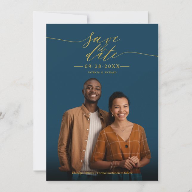Chic Calligrafy Wedding Save the Date Foto Einladung (Vorderseite)