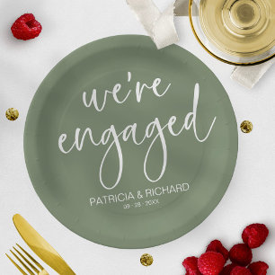 Chic Calligrafy Wir sind Verlobte Engagement Party Pappteller