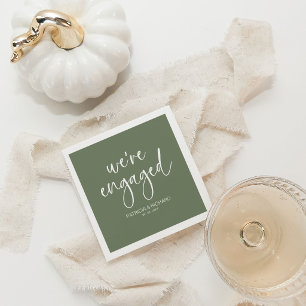 Chic Calligrafy Wir sind Verlobte Engagement Party Serviette