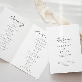 Chic Calligraphie Argent Programme de mariage plié