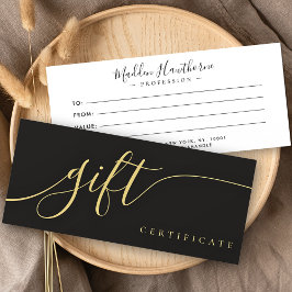 Chic Calligraphie Black Gold Carte de certificat c