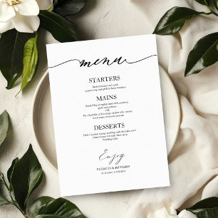 Chic Calligraphie Mariage Carte Menu Pour Plaque