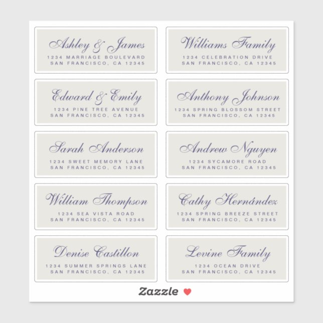 Chic Calligraphie Mariage Étiquettes de adresse in (Feuille)