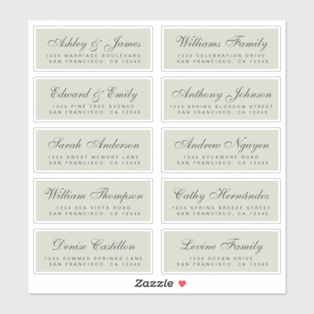 Chic Calligraphie Mariage Étiquettes de adresse in (Feuille)