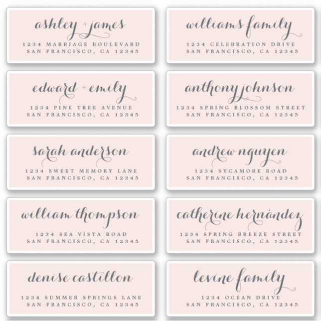 Chic Calligraphie Mariage Étiquettes de adresse in (Devant)