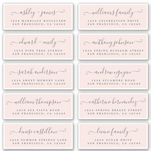 Chic Calligraphie Mariage Étiquettes de adresse in (Devant)