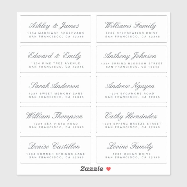 Chic Calligraphie Mariage Étiquettes de adresse in (Feuille)