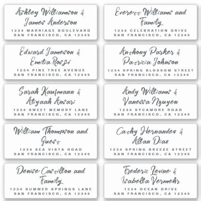 Chic Calligraphie Mariage Étiquettes de adresse in (Devant)
