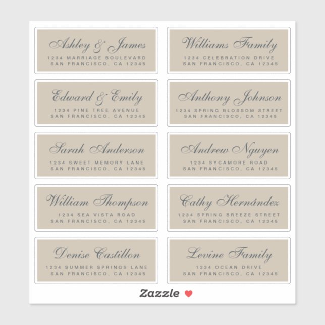 Chic Calligraphie Mariage Étiquettes de adresse in (Feuille)