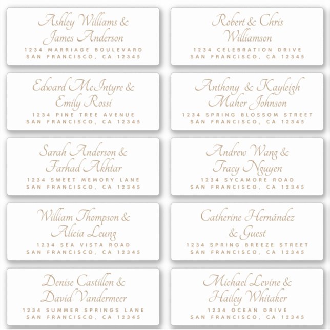 Chic Calligraphie Mariage Étiquettes de adresse in (Devant)