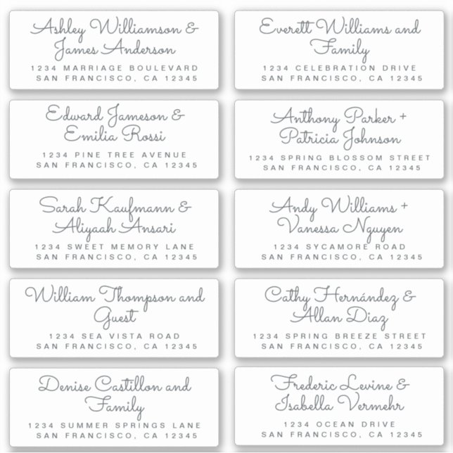 Chic Calligraphie Mariage Étiquettes de adresse in (Devant)