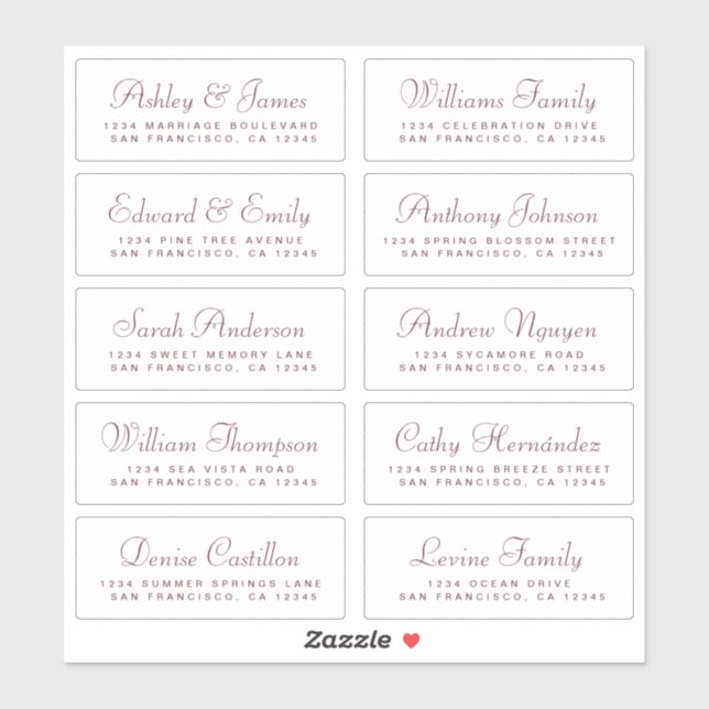 Chic Calligraphie Mariage Étiquettes de adresse in (Feuille)