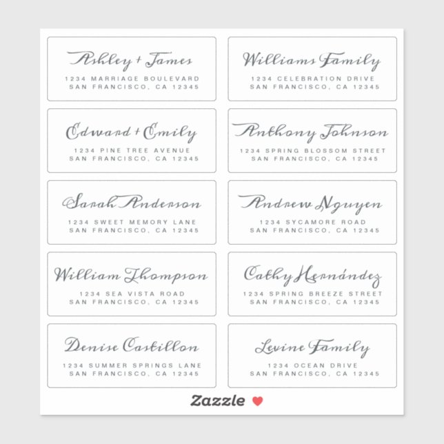 Chic Calligraphie Mariage Étiquettes de adresse in (Feuille)