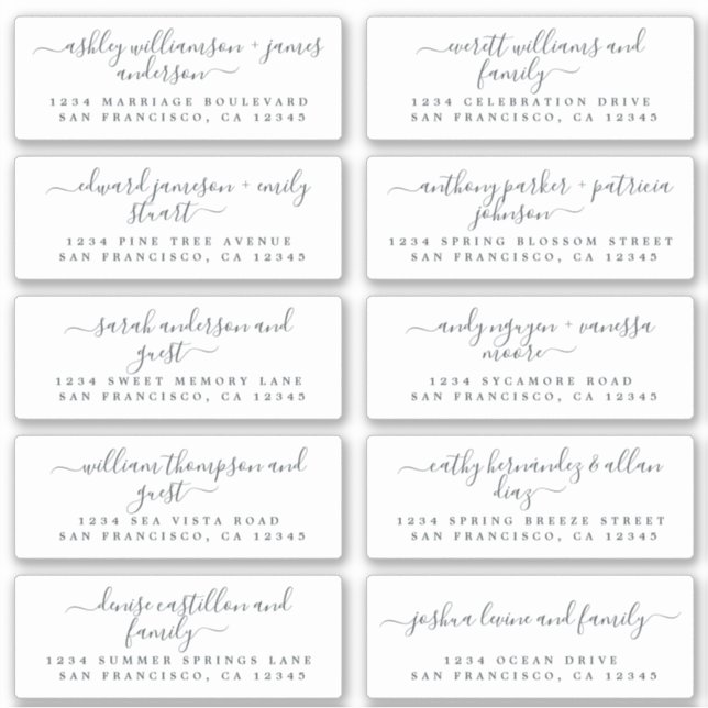 Chic Calligraphie Mariage Étiquettes de adresse in (Devant)