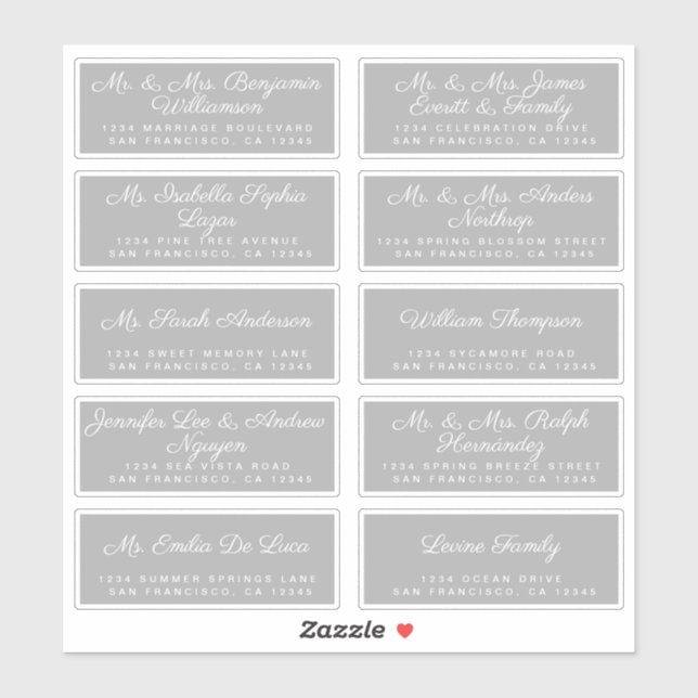 Chic Calligraphie Mariage Étiquettes de adresse in (Feuille)