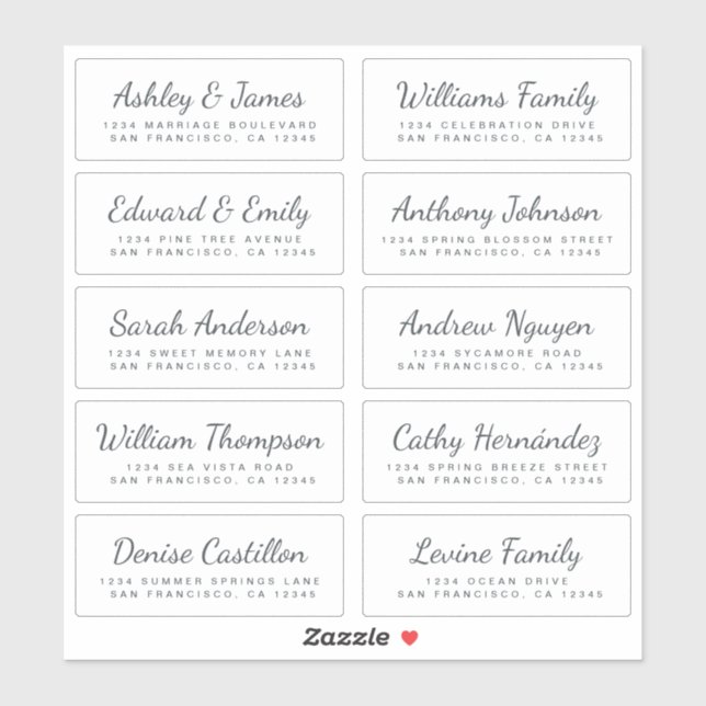 Chic Calligraphie Mariage Étiquettes de adresse in (Feuille)