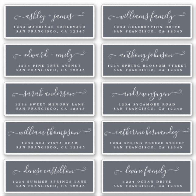 Chic Calligraphie Mariage Étiquettes de adresse in (Devant)
