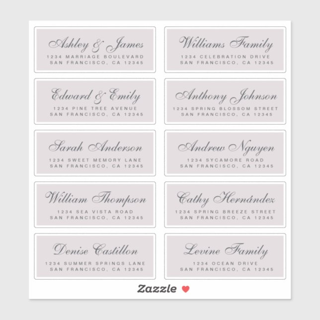 Chic Calligraphie Mariage Étiquettes de adresse in (Feuille)