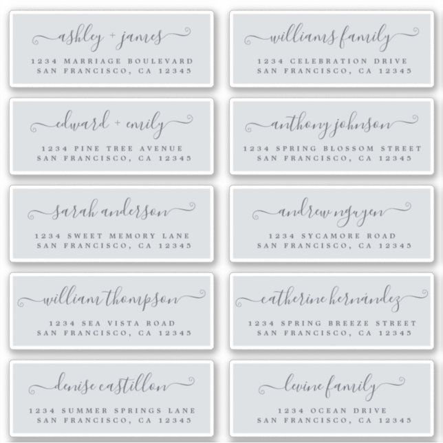 Chic Calligraphie Mariage Étiquettes de adresse in (Devant)