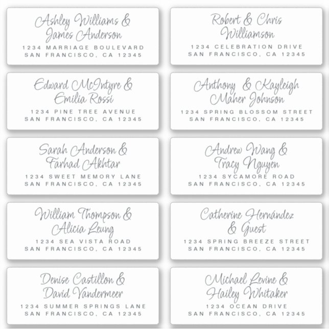 Chic Calligraphie Mariage Étiquettes de adresse in (Devant)