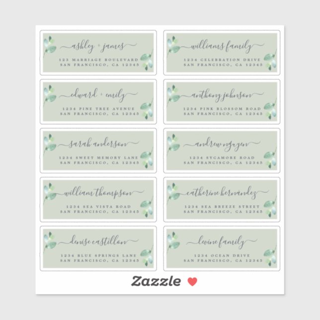 Chic Calligraphie Mariage Étiquettes de adresse in (Feuille)