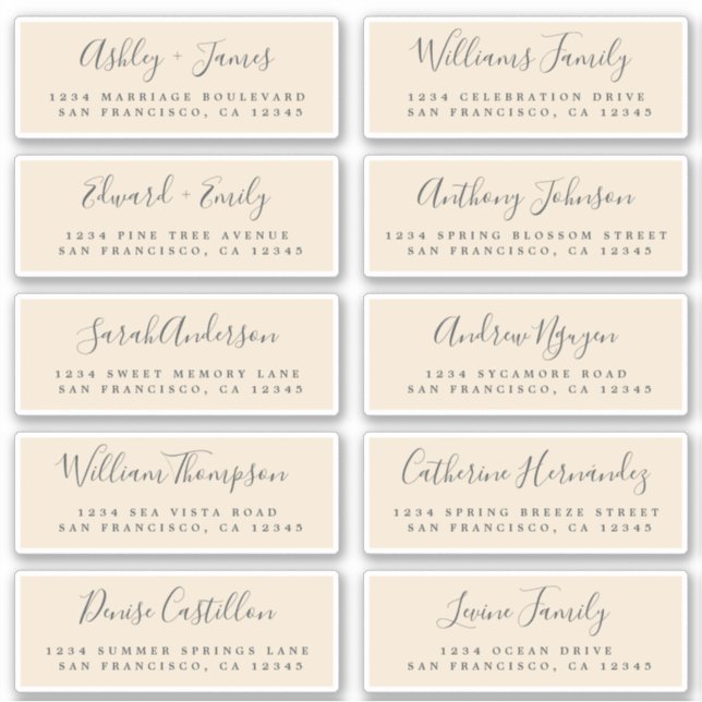 Chic Calligraphie Mariage Étiquettes de adresse in (Devant)