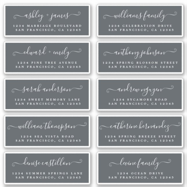 Chic Calligraphie Mariage Étiquettes de adresse in (Devant)