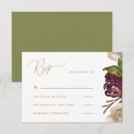 Chic Calligraphie mit floral Green Wedding Rsvp Karte