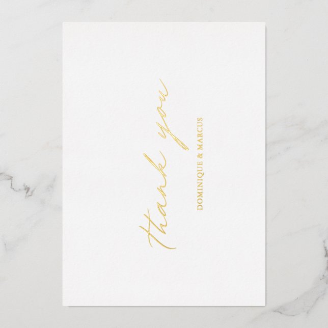 Chic Calligraphie or Mariage Carte de remerciement (Recto)