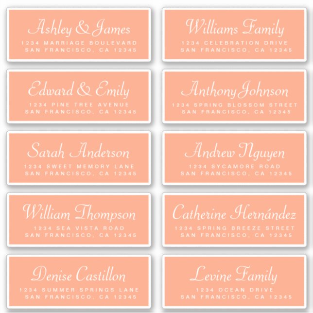 Chic Calligraphie Orange Étiquettes de adresse inv (Devant)