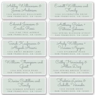 Chic calligraphie Pastel Green Guest Étiquettes de