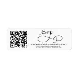 Chic Calligraphie Script Retour Étiquette RSVP QR 