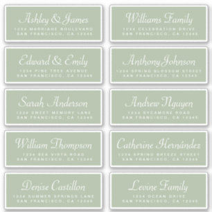 Chic Calligraphie Vert Étiquettes de adresse invit