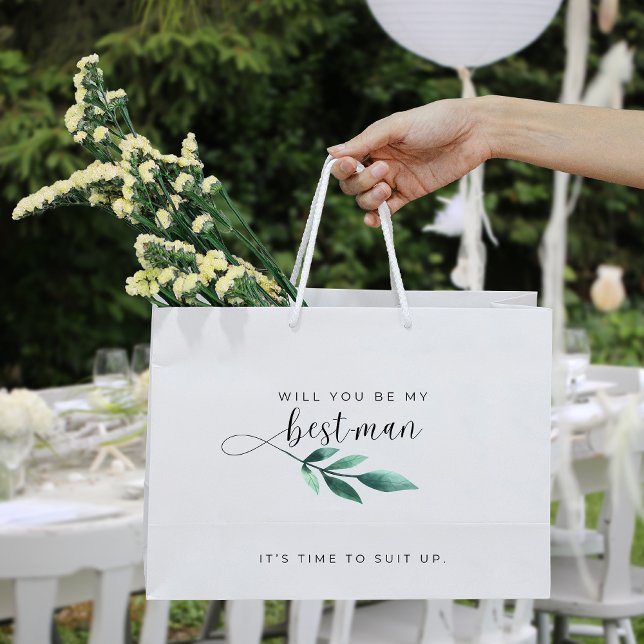 Chic Calligraphie werden Sie mein Trauzeuge Vorsch Große Geschenktüte (Von Creator hochgeladen)