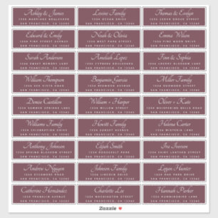 Chic Calligraphy Burgundy Guest Address Labels