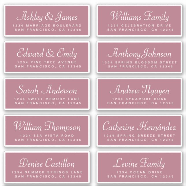 Chic Calligraphy Cassis Guest Address Labels (Vorderseite)