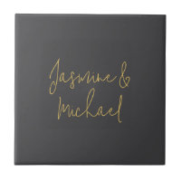 Chic Calligraphy Couple Names Gray & Gold