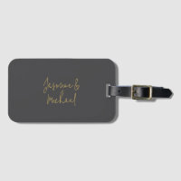 Chic Calligraphy Couple Names Gray & Gold