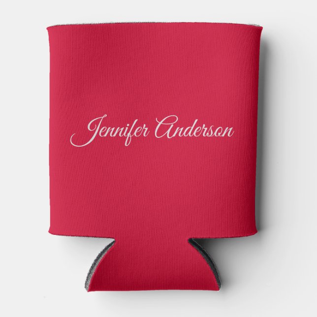 Chic Calligraphy Elegance Cherry Red Personalisier Dosenkühler (Vorderseite)
