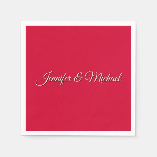 Chic Calligraphy Elegance Cherry Red Personalisier Serviette (Vorderseite)