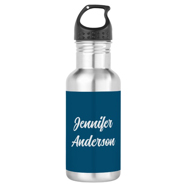 Chic Calligraphy Elegance Personalisiert Edelstahlflasche (Vorderseite)