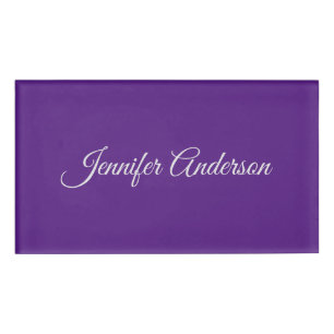 Chic Calligraphy Elegant Royal Lila Personalisiert Namenschild