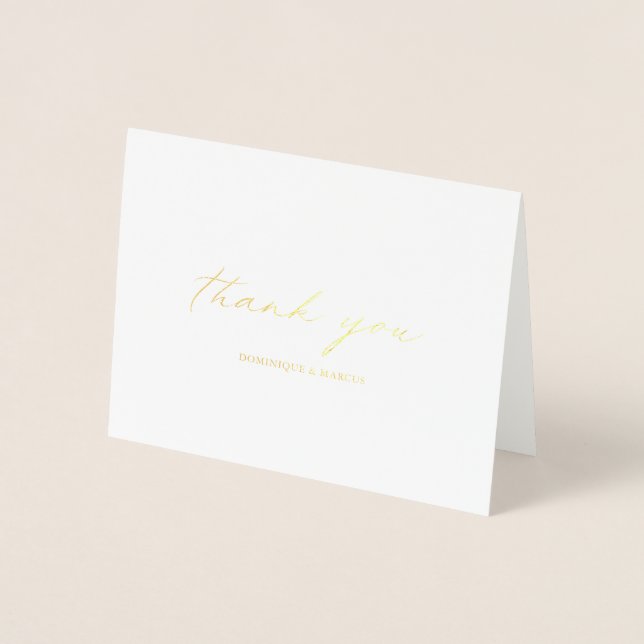 Chic Calligraphy Elegant Wedding Danke Gold Folienkarte (Vorderseite)