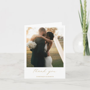 Chic Calligraphy Elegante Gold Einfaches Foto Hoch Dankeskarte