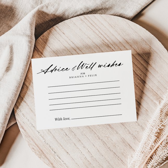 Chic Calligraphy Elegante Wedding Advice Card Postkarte (Von Creator hochgeladen)