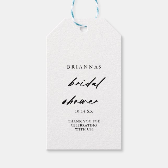 Chic Calligraphy Elegantes Brautparty Geschenkanhänger (Vorderseite)