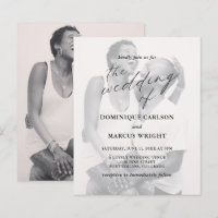 Chic Calligraphy Foto Budget Hochzeit Einladung