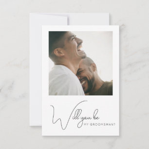 Chic Calligraphy Foto Trauzeuge Vorschlag Card Dankeskarte