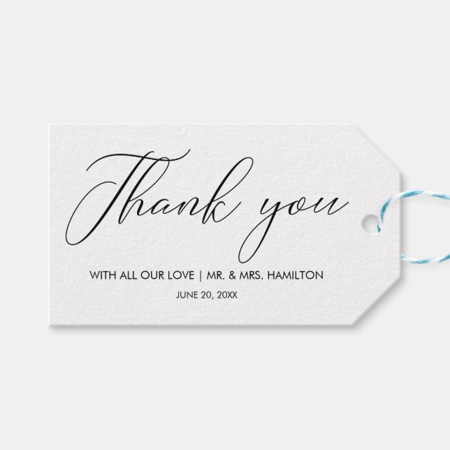 Chic Calligraphy Gastgeschenke Hochzeiten Vielen D Geschenkanhänger (Vorderseite (Horizontal))